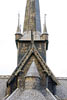 De toren van de historische houten Staafkerk van Lom in Noorwegen