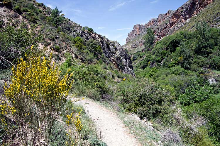 Het uitzicht vanaf het wandelpad op de mooie natuur bij Monachil