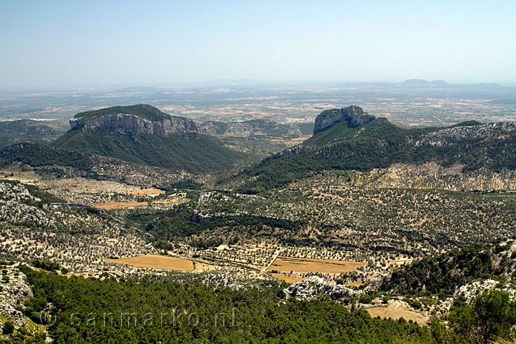 Puig d'Alaró en Puig de s'Alcadena vanaf de top van de L'Ofre op Mallorca