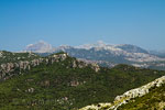 De Serra de Tramuntana en de Puig Major met het radarstation vanaf Mola de S'Esclop op Mallorca