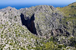 Het einde van Torrent de Pareis bij uitzichtspunt Casa Nova op Mallorca