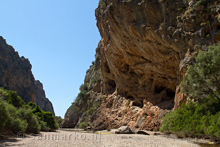 Het uitzicht in de kloof Torrent de Pareis richting Sa Calobra