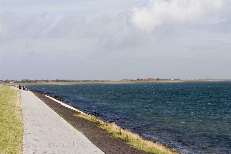 Fietsen over de dijk op Terschelling