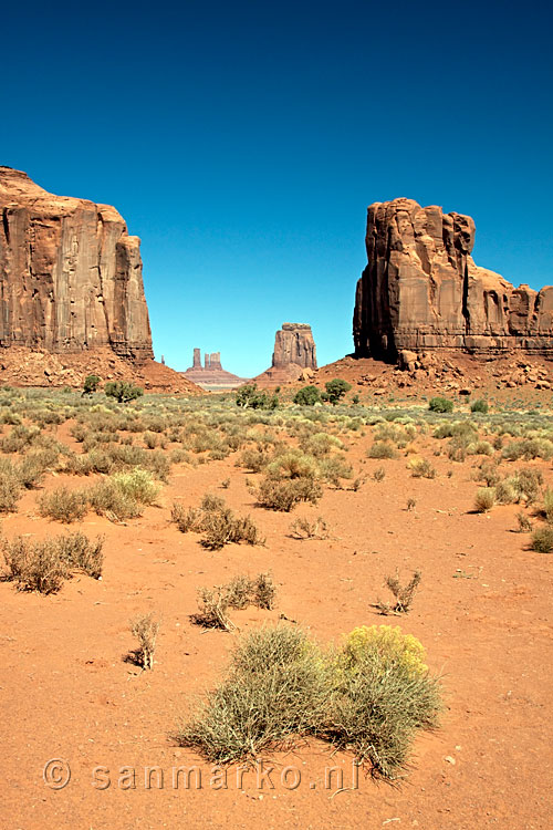 Castle Butte en East Mitten Butte in Monument Valley