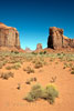 Castle Butte en East Mitten Butte in Monument Valley