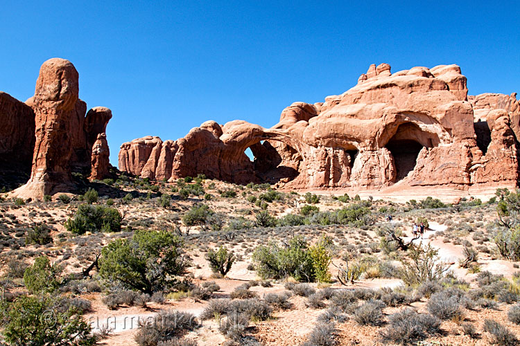 Double Arch en Parade of Elephants Arch in Arches bij Moab