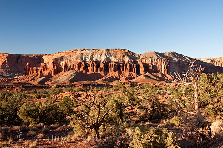 Mummy Cliffs in Capitol Reef bij zonsondergang