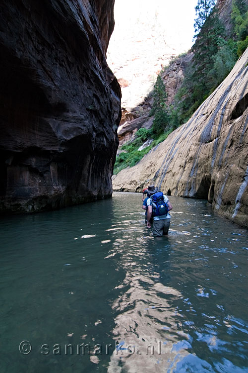 Wandelen door the Narrows in Zion betekent natte voeten