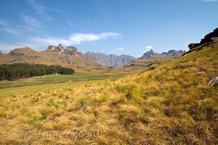 Het uitzicht over Policeman's helmet, Rhino Peak en Swiman