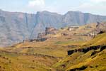 Mooie zandsteenformaties bij Garden Castle in Drakensbergen in Zuid-Afrika