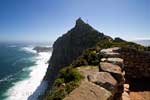 De nieuwe vuurtoren bij Cape Point vanaf Diaspoint bij Kaapstad