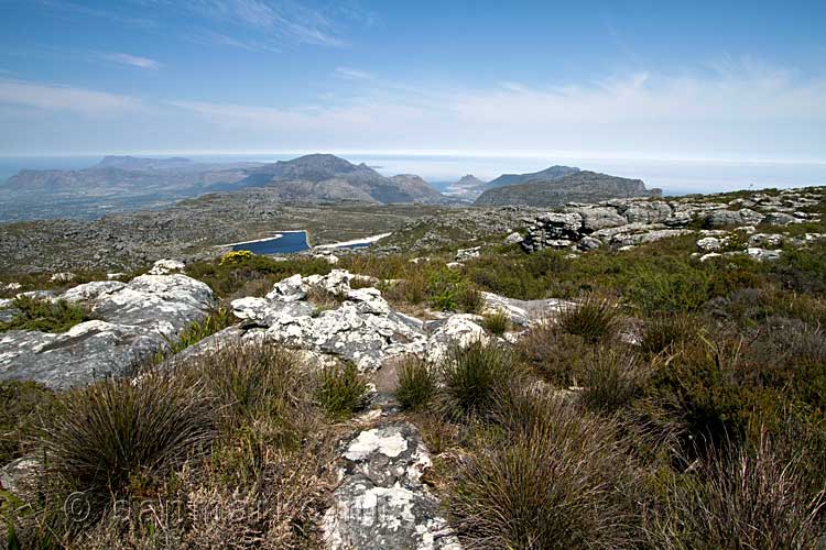 Tijdens de wandeling over de Tafelberg het uitzicht over de Kaap