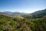 Een uitzicht over Franschhoek na de Franschhoekpass in Zuid-Afrika