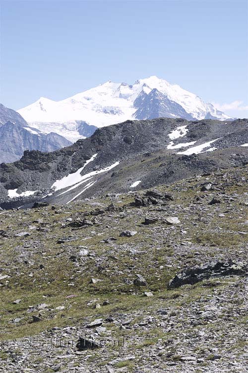 In de richting van Zermatt zie je de Weisshorn