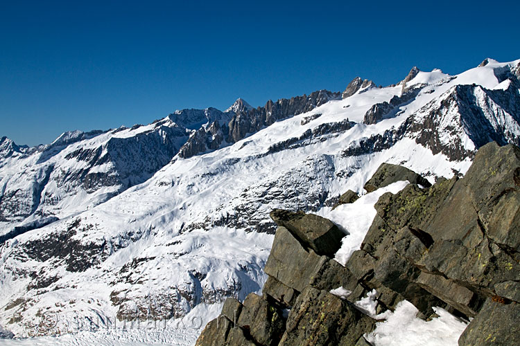 De Fusshörner vanaf de Eggishorn bij de Aletschgletsjer in Zwitserland