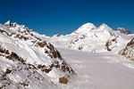 De Aletschgletsjer in de winter vanaf de Eggishorn in Zwitserland