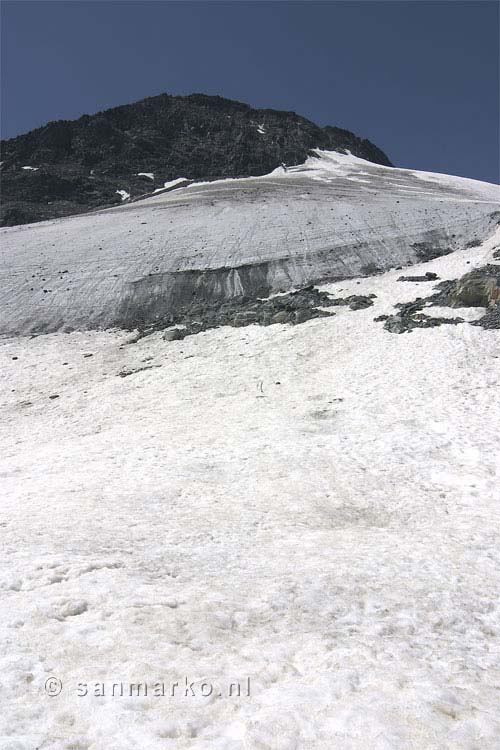 Een gletsjer tijdens de wandeling bij Saas Fee