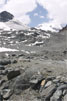 Uitzicht onderaan de Chessjen gletsjer bij Saas Fee