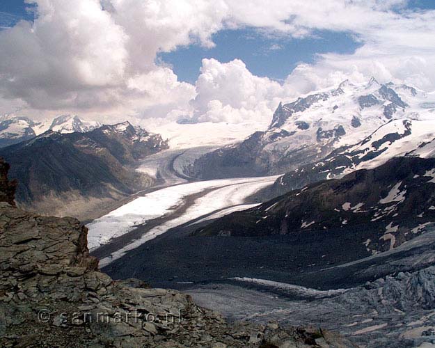 De Monte Rosa boven de Gornergrat bij Zermatt in Zwitserland