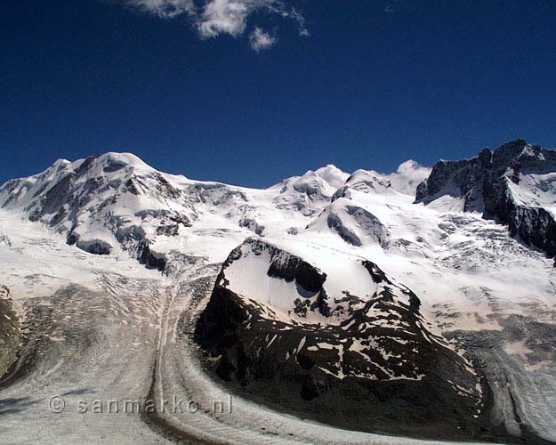 De Lyskamm, Castor, Pollux en de Breithorn in Zwitserland