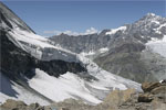 Gletsjer onderaan de Matterhorn bij Zermatt in Wallis