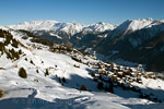 Het uitzicht op Riederalp vanaf de Aletsch Arena in Zwitserland