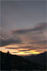 Zonsondergang vanaf ons vakantiehuisje in Unterbäch in Wallis