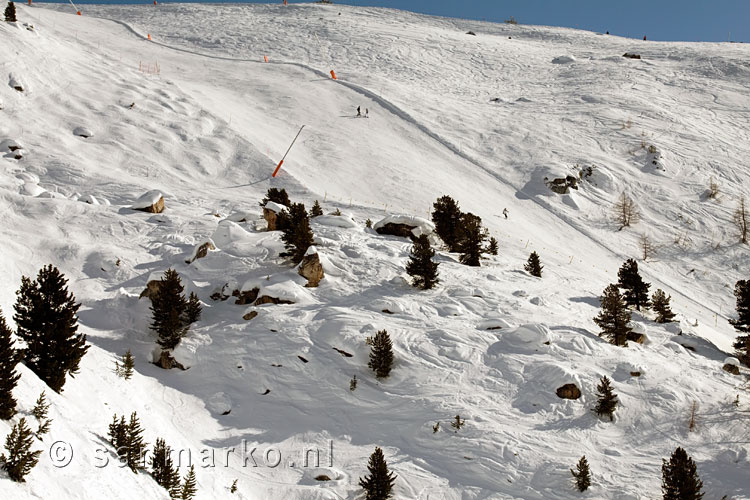 De pistes bij Sunnegga vanuit de Patrullarve lift